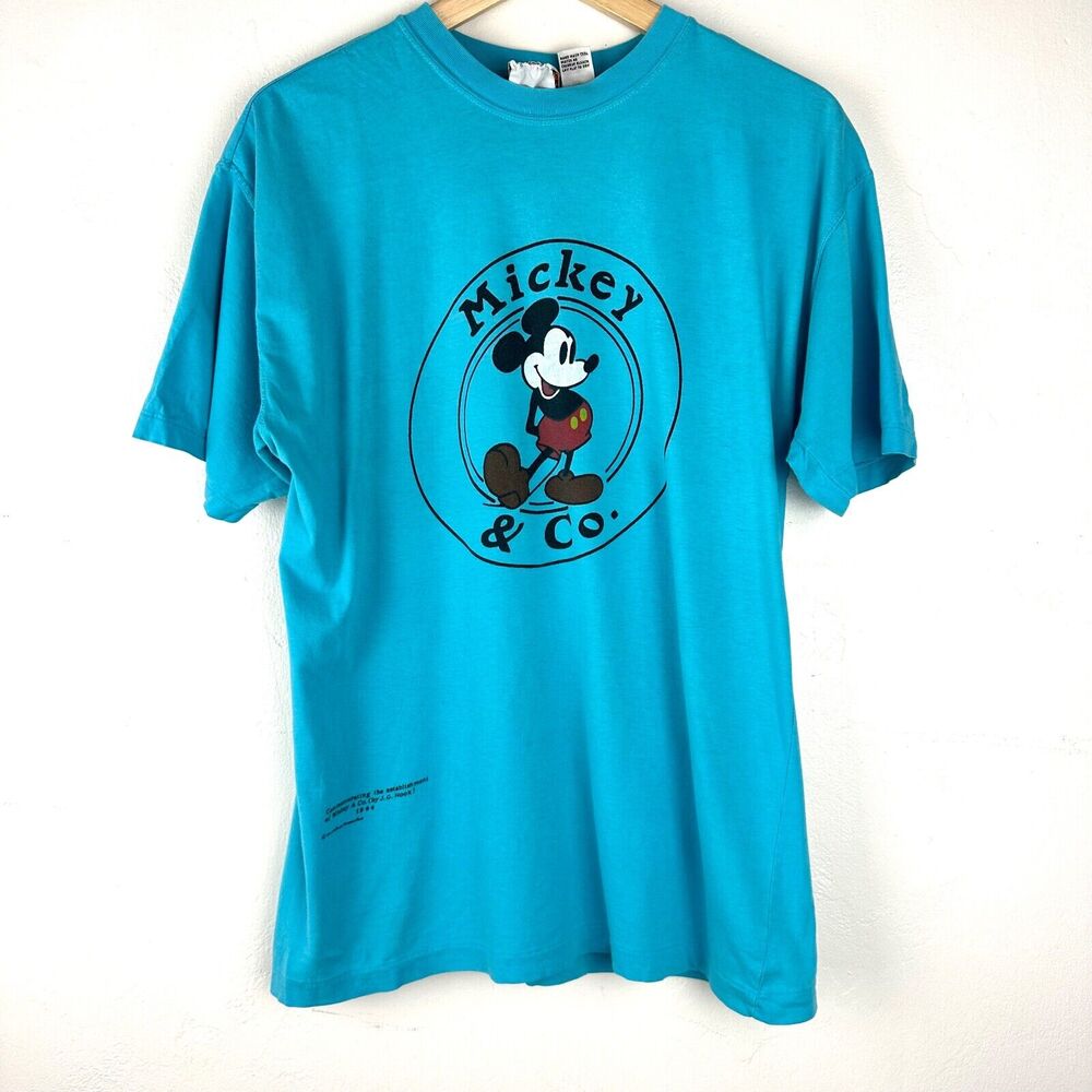Vtg 1984 Mickey &‎ Co Blue Mickey Mouse Graphic Shirt Single Stitch Size Large